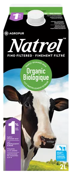 Lait finement filtré biologique 1 % Natrel